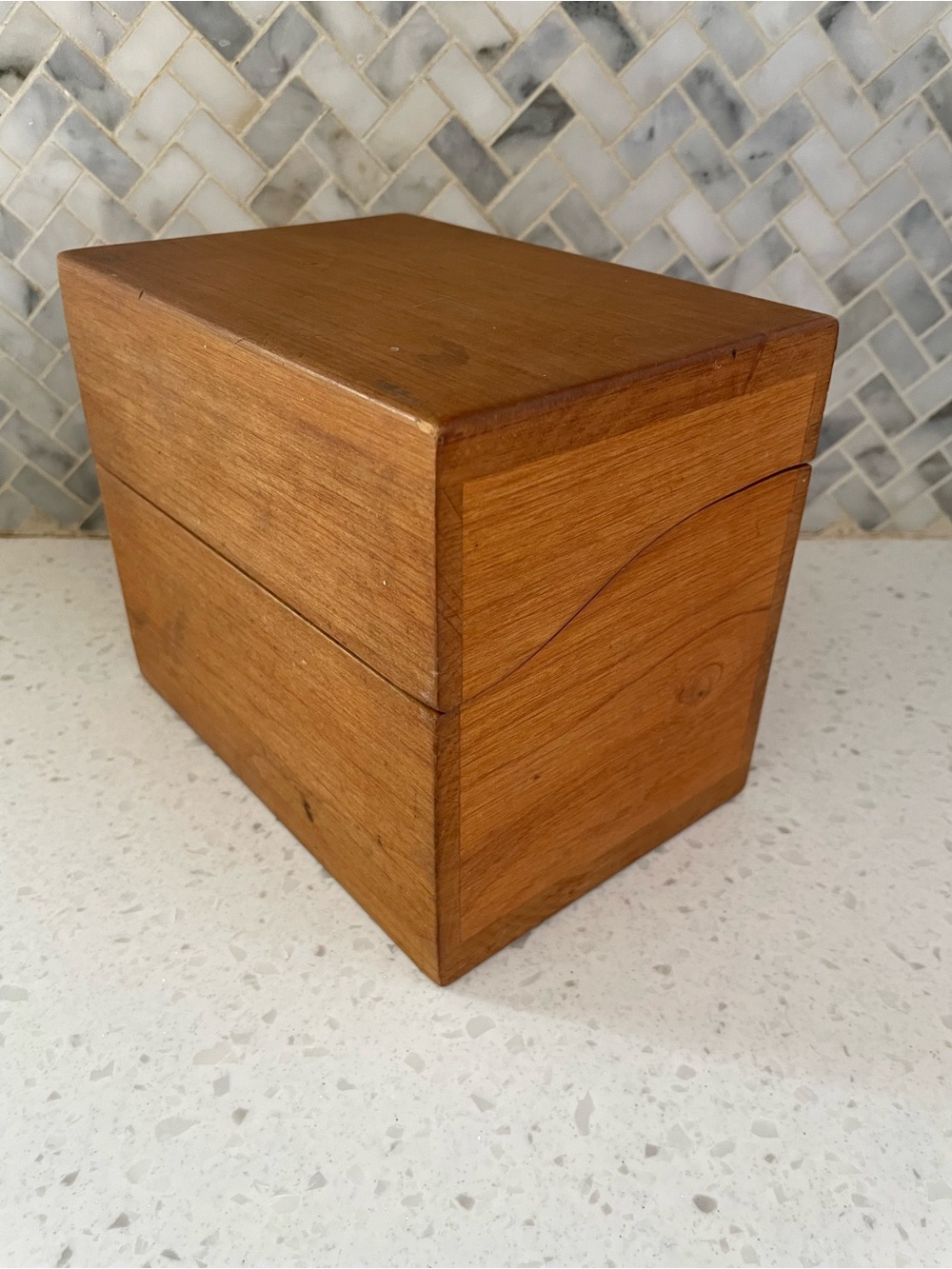Vintage Midcentury Large Wood Index Box Organizer